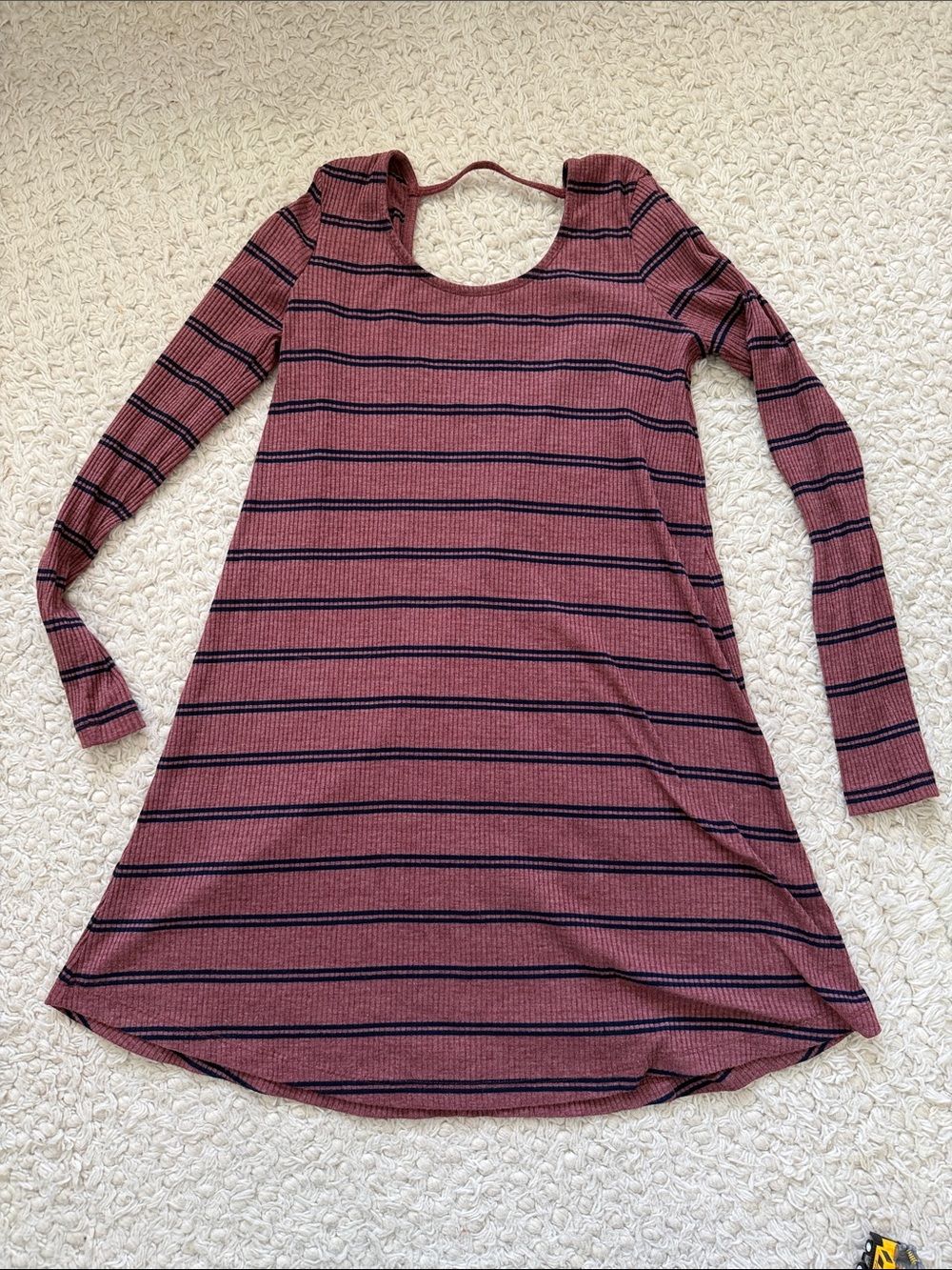 RVCA Long Sleeve Striped Pink Dress